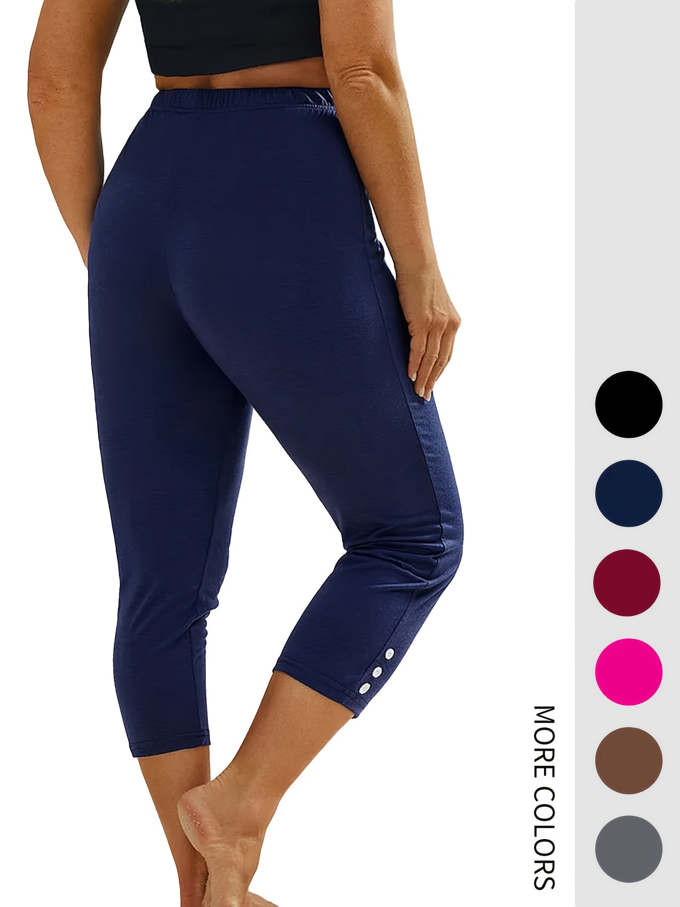 Women's White+Green+Light Blue+Black High-Waist Leggings - product view 38