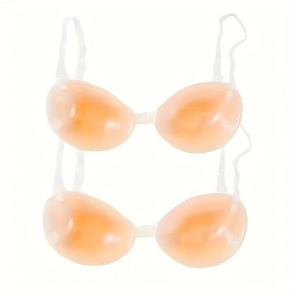 2 Pairs of Elegant Strapless Silicone Bra Pasties with Transparent Adhesive Straps - Seamless, Non-Irritating Design for Backless Outfits, Women’s Gathering Lingerie Accessories, Invisible Bra Alternative | Comfortable Lingerie | Selfadhesive Pasties