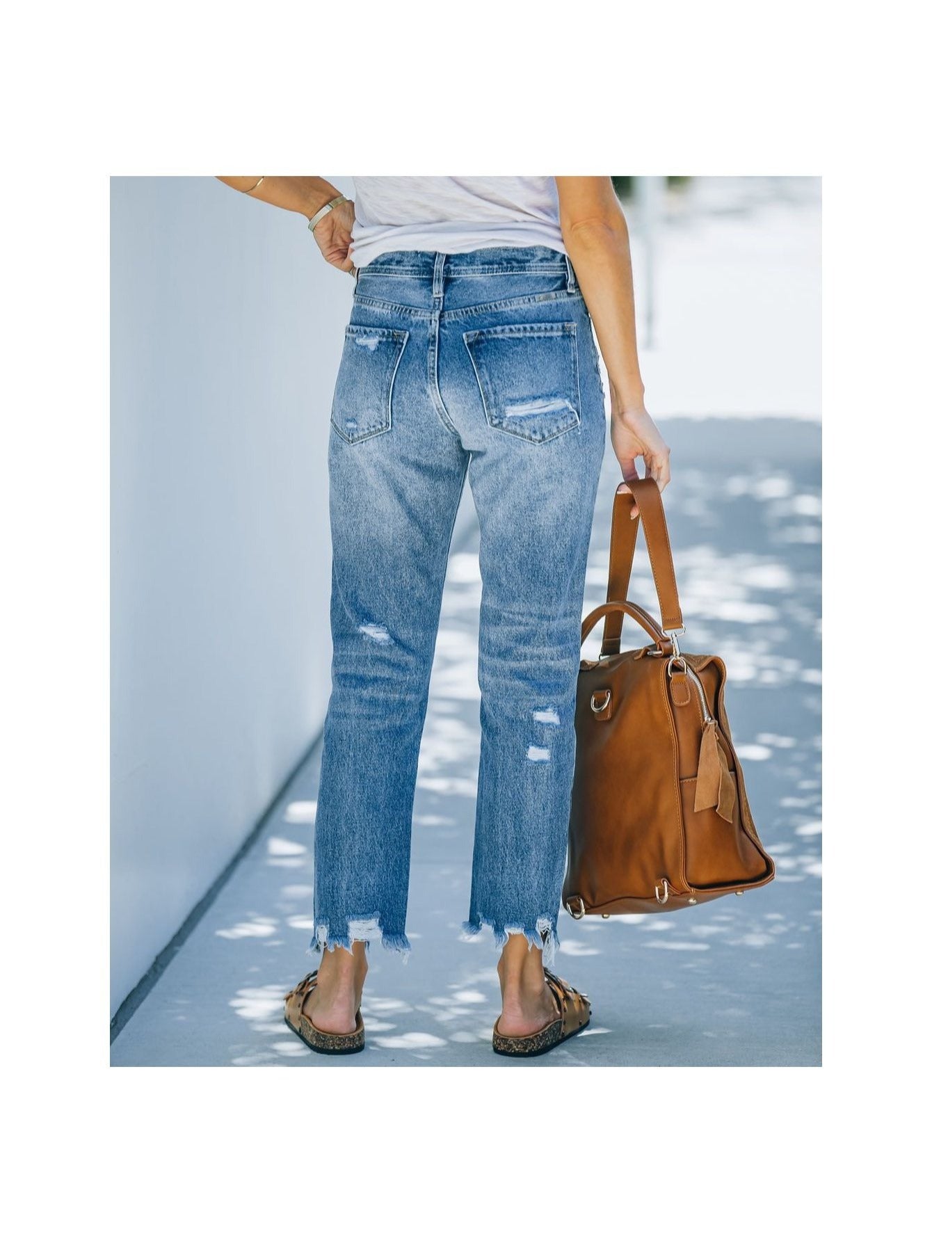 Stretch Jeans Wide Leg Jeans Tight Straight Leg Jeans Wash Distressed Casual Denim Jeans starchedjeans
