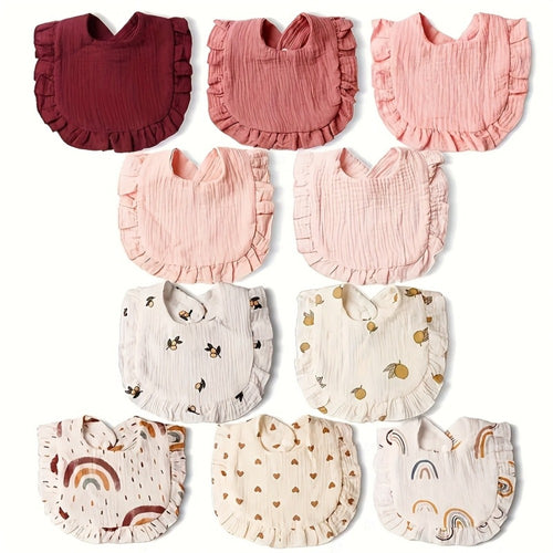 Baby Bibs - 10-Pack Patterned Feeding Set