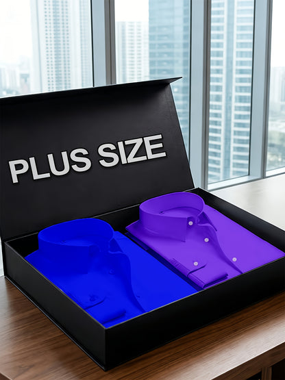 2pcs Set Of Men'S Plus-size Long-sleeve Shirts, 2XL To 6XL Size Shirts For Chubby Men, Versatile Plus-size Shirts For Daily Commuting, Summer Cool Shirts, Easy-care Wrinkle-resistant Plus-size Business Shirts, Gifts For Family