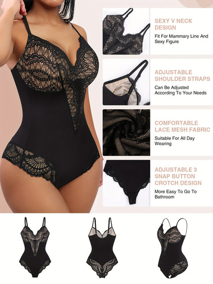 Bodysuits For Women Lace Shapewear, Summer Sling Body Suit Tummy Control Body Shaper