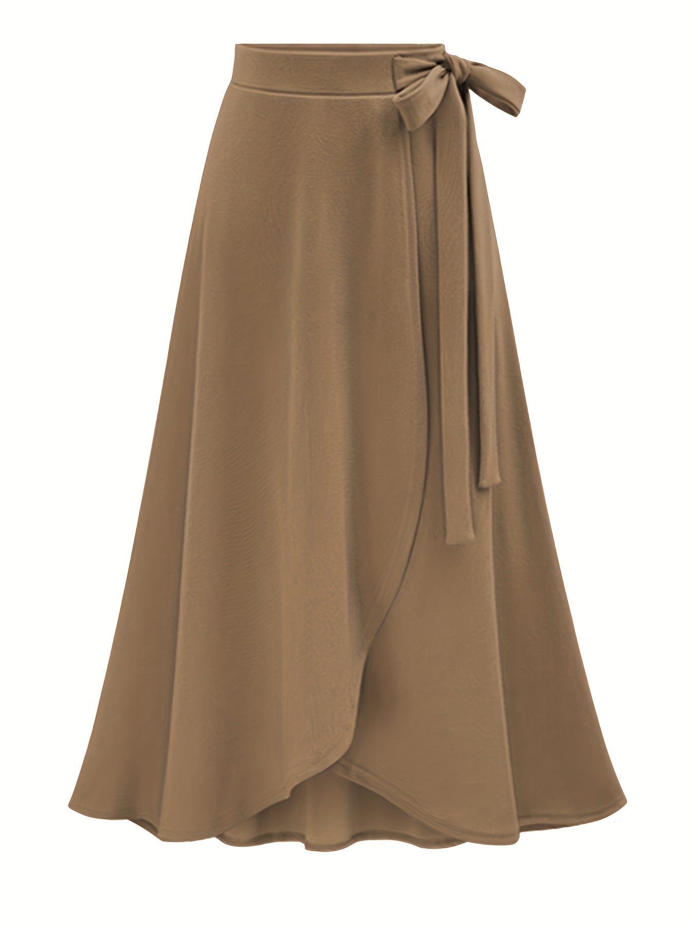 Women's Autumn New High-Waist Irregular Split Skirt with Lining, Mid-Length 2-in-1 Tie Dress
