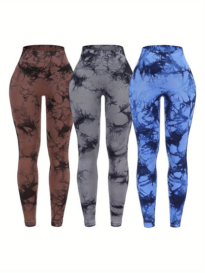 3-Pack Tie-Dye Seamless High Waistband Sweat Pants