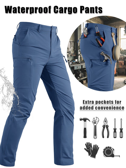 Men'S Cargo Pants Spring Hiking Trousers Quick-Dry Ripstop Stretch Fabric Breathable Moisture-Wicking Lightweight Elastic Waist And 3D-Cut 6 Pockets Outdoor Pants for Fishing Travel Camping, Work in Spring And Summer