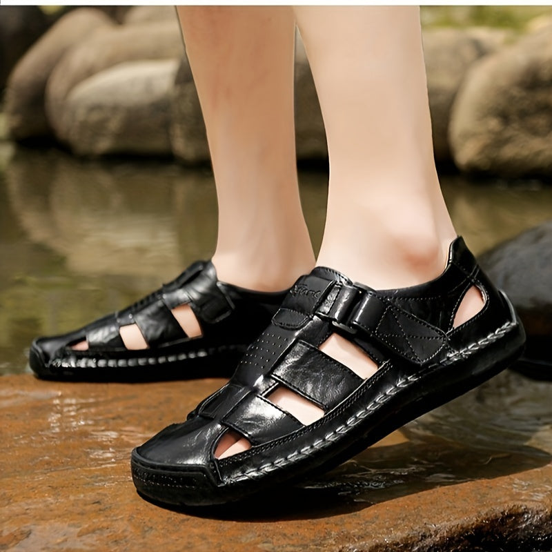 [Breathable Beach Shoes] 2024 Summer New Men's Microfiber Breathable Beach Shoes Bao Toe Sandals Wear-Resistant Anti-Slip Shoes