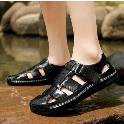 [Breathable Beach Shoes] 2024 Summer New Men's Microfiber Breathable Beach Shoes Bao Toe Sandals Wear-Resistant Anti-Slip Shoes