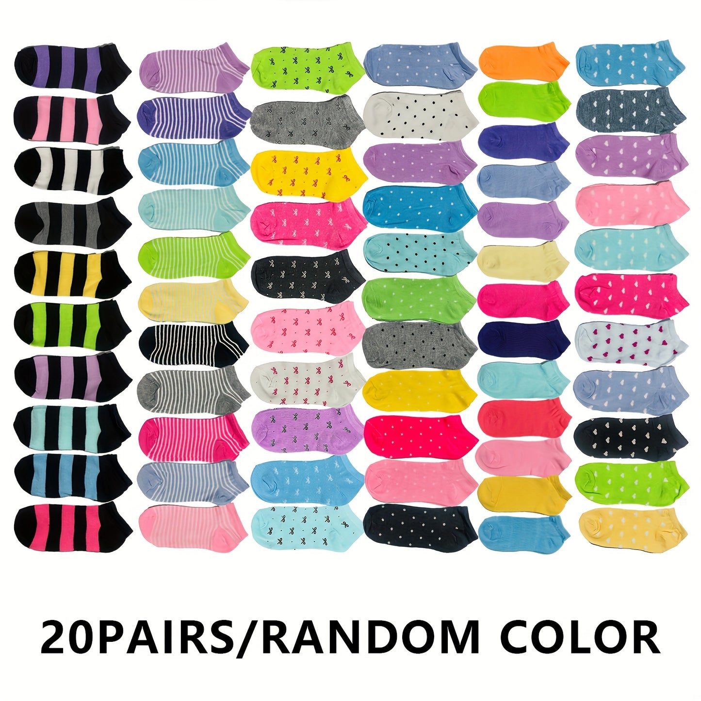 Women's 20 Pairs Of Randomly Mixed Colors Polyester Shoes - product view 3