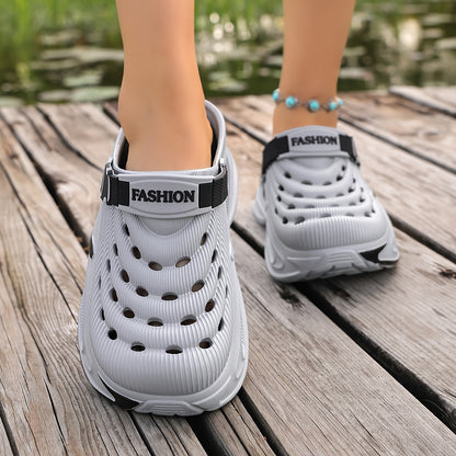 Women'S Breathable Two-Wear Hole Shoes with Hollowed-Out Design. Suitable for Daily Commuting And Streetwear. Anti-Slip Thick Soles with Adjustable Heels. Chunky Summer Shoes., Women Shoes