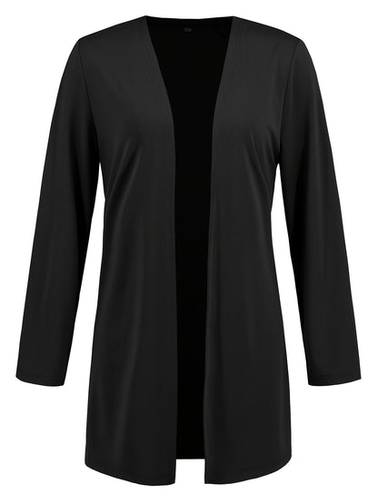 ZAFUL Women's Casual Business Long Sleeve Cardigan, V-Neck Vest Top, Straight Leg Trousers, Fashion Commuter Three-Piece Suit