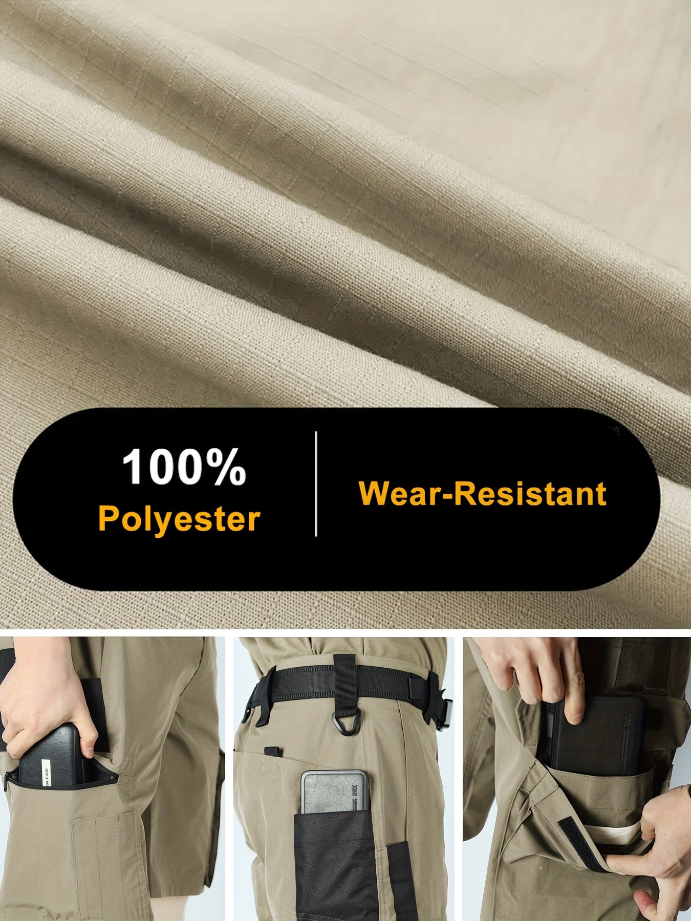 2 Pairs of Men's Tactical Cargo Pants, Outdoor Construction Hiking Multi-pocket Durable Casual Tactical Trousers | Adjustable Waistband | Hiking and Mountaineering Gear (waistband Not Included)