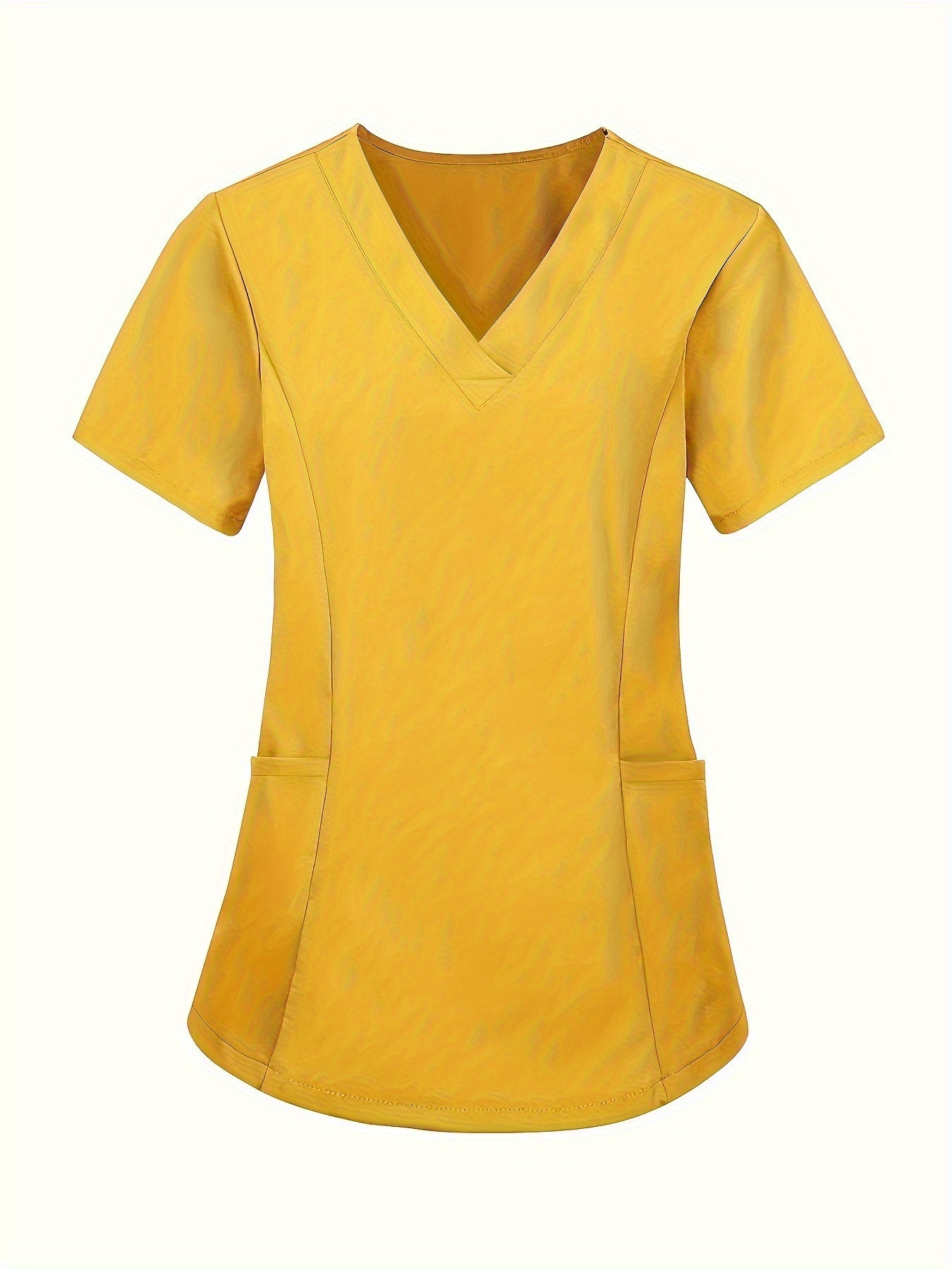 Fashion Casual V-neck Women's Work Clothes Care Comfortable Sweat-absorbing Brush Clothes Set, Fashion Short-sleeved Beauty Salon Medical Wash Clothes Work Clothes