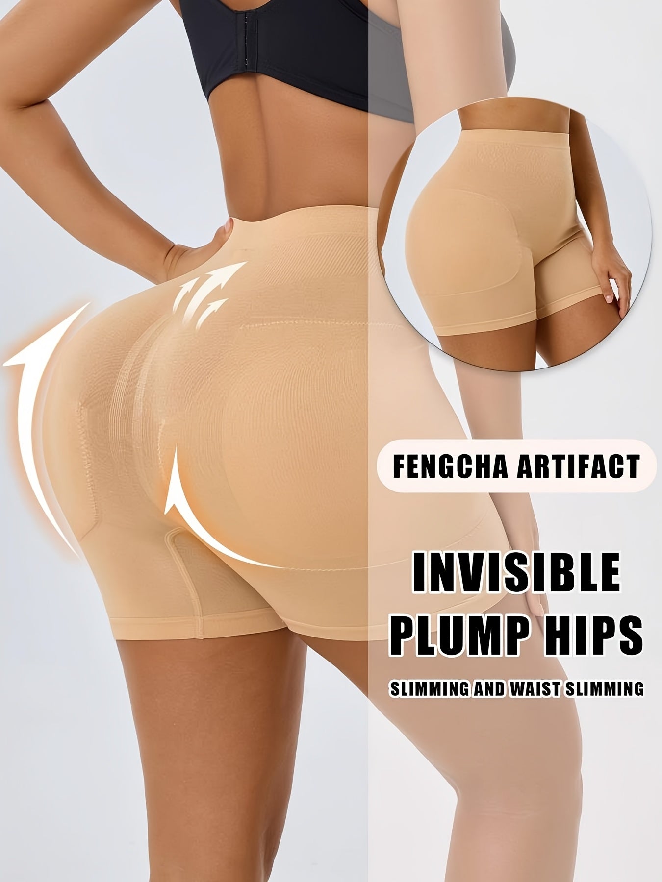A Pair Of Women'S High-Waisted Shaping Shorts With Padded Buttocks - Designed To Flatten The Stomach And Lift The Hips, Featuring A High Waist That Creates Elegant Curves, Suitable For Year-Round Casual Wear