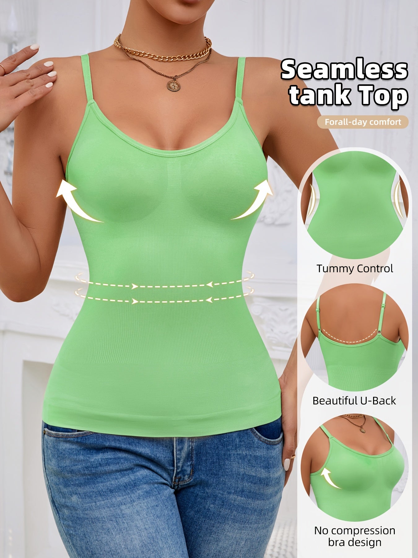 3pcs Women'S Camisole Vest, Comfortable, Breathable, Sleeveless Bottom, Inner Layer, Shaping And Body Shaping Sports Bra