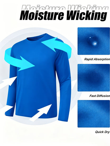 5pcs Men's Quick-Dry Long Sleeve T-Shirts | Breathable Moisture-Wicking for Running/Gym/Training | Stretchy & | Machine Washable & Anti-Odor