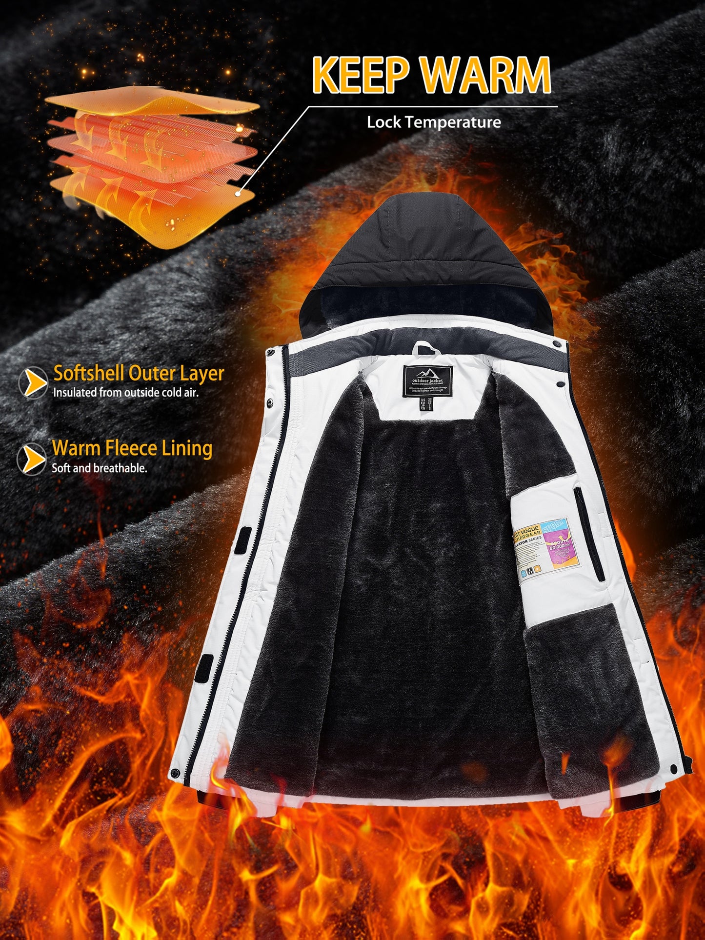 Women's Winter Ski Jacket - High Quality Soft-shell Hooded Jacket Windproof Detachable Hood Multi-pockets Warm Thickened Fleece Lined - Winter Outdoor Snow Sports Skiing Snowboarding Hiking Camping Daily Casual Wear Work Wear Rain Windbreaker