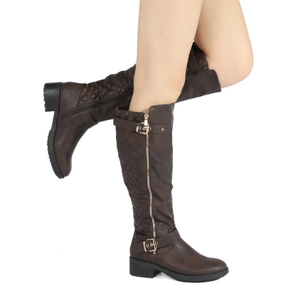 Women's Knee High Boots Wide Calf Low Heel Riding Boots With Side Zipper With Buckle Fall Tall Boots for Women Suitable for party, dance, shopping, walk, office. Perfect gift for friends, wife, sister, daughter.