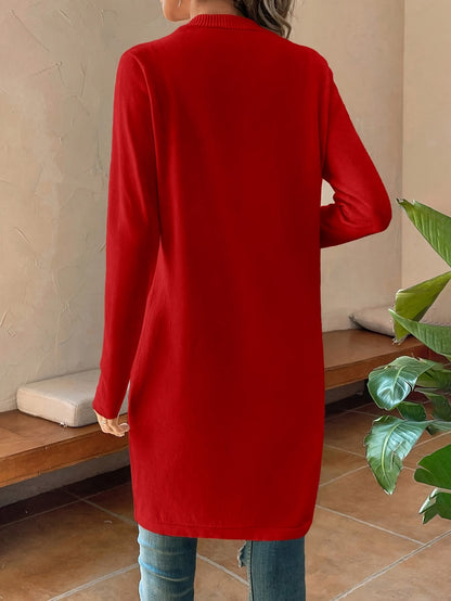 Women's Elegant Long Front-opening Coat - Formal & Everyday Chic Outerwear, Easy-Care Long Sleeve Cardigan for Autumn/Winter, Office, Party, Casual Outfits