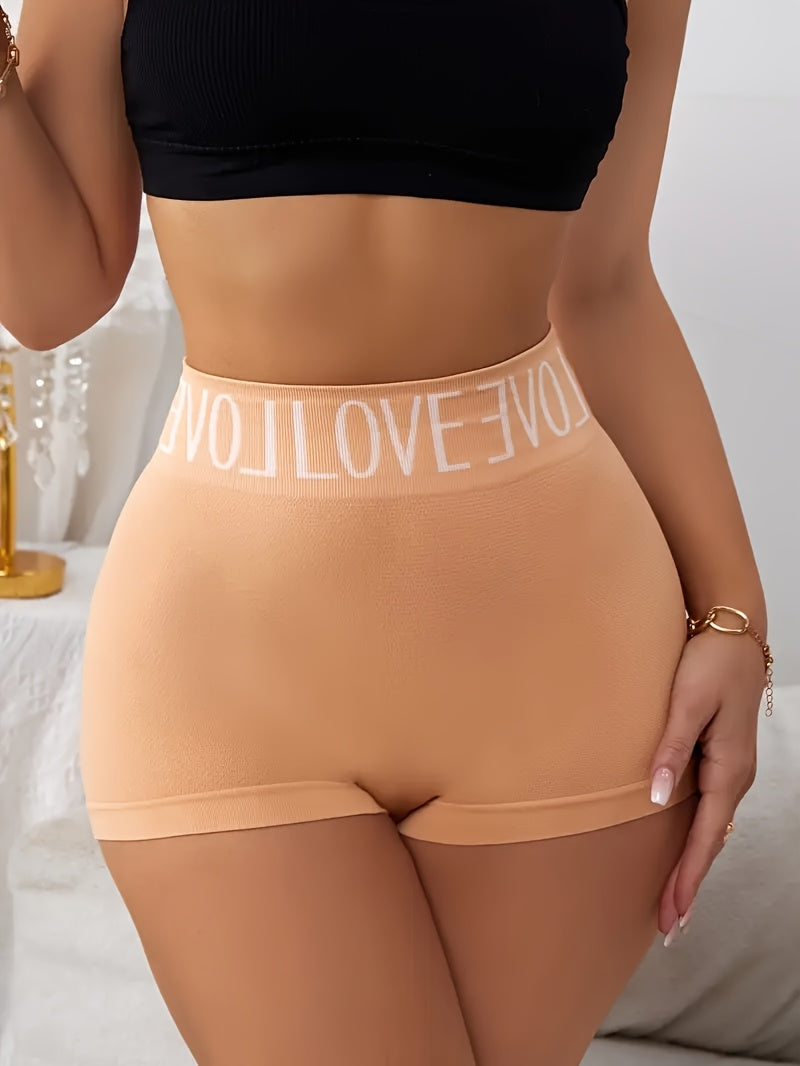 6pcs Ladies Seamless Breathable Hip Lifting Christmas Boxer Pants English Multi-color High Waist Elegant Super Elastic Quadrangle Panties