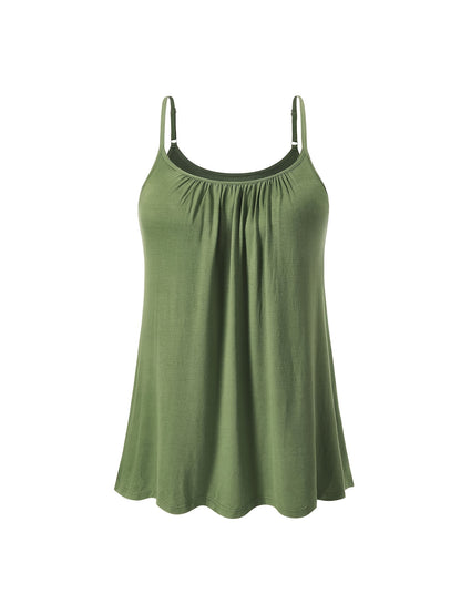Vislivin Summer Women'S Camisole Tops with Built-In Bra - Seamless Sleeveless Tank Tops, Soft Flowy Loose Fit Cami with Adjustable Spaghetti Straps, Comfy Elegant Blouse for Casual Wear