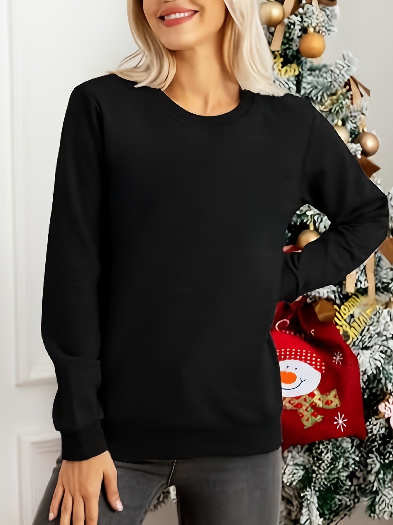 Women'S Autumn Winter Sweater, Long Sleeve Pullover Sweatshirt, Comfortable Casual Warm Style, Loose Fit Round Neck, Fashionable Street Style, 2026 Christmas Gift, Item, Essential Wardrobe Basic