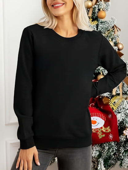 Women'S Autumn Winter Sweater, Long Sleeve Pullover Sweatshirt, Comfortable Casual Warm Style, Loose Fit Round Neck, Fashionable Street Style, 2026 Christmas Gift, Item, Essential Wardrobe Basic