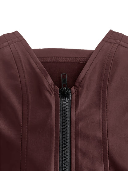 Ladies Lapel Sleeveless Slim Fit Casual Versatile Elegant Vest | Suitable for Daily Wear, Casual Dates, Parties, Solid Color, Zipper Detail, Spring/Summer Season