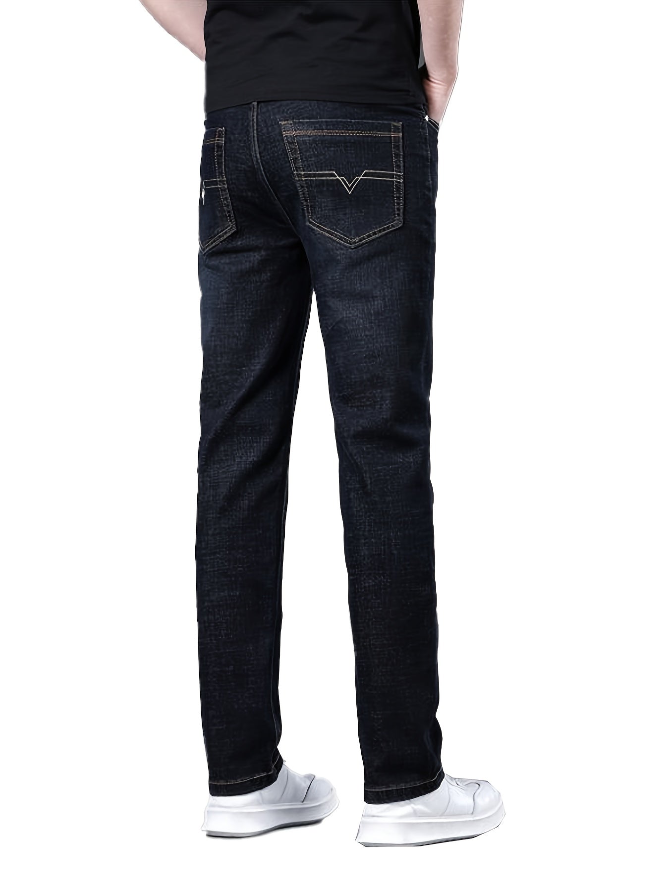 2pcs Men's Business Casual Jeans - Lightweight Slight Stretch Denim Pants, Classic Five-Pocket Design, All-Season Office & Casual Attire - Formal to Casual Outfits, Durable Fabric