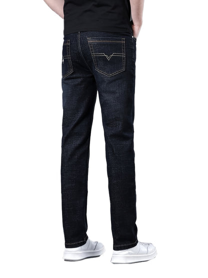 2pcs Men's Business Casual Jeans - Lightweight Slight Stretch Denim Pants, Classic Five-Pocket Design, All-Season Office & Casual Attire - Formal to Casual Outfits, Durable Fabric