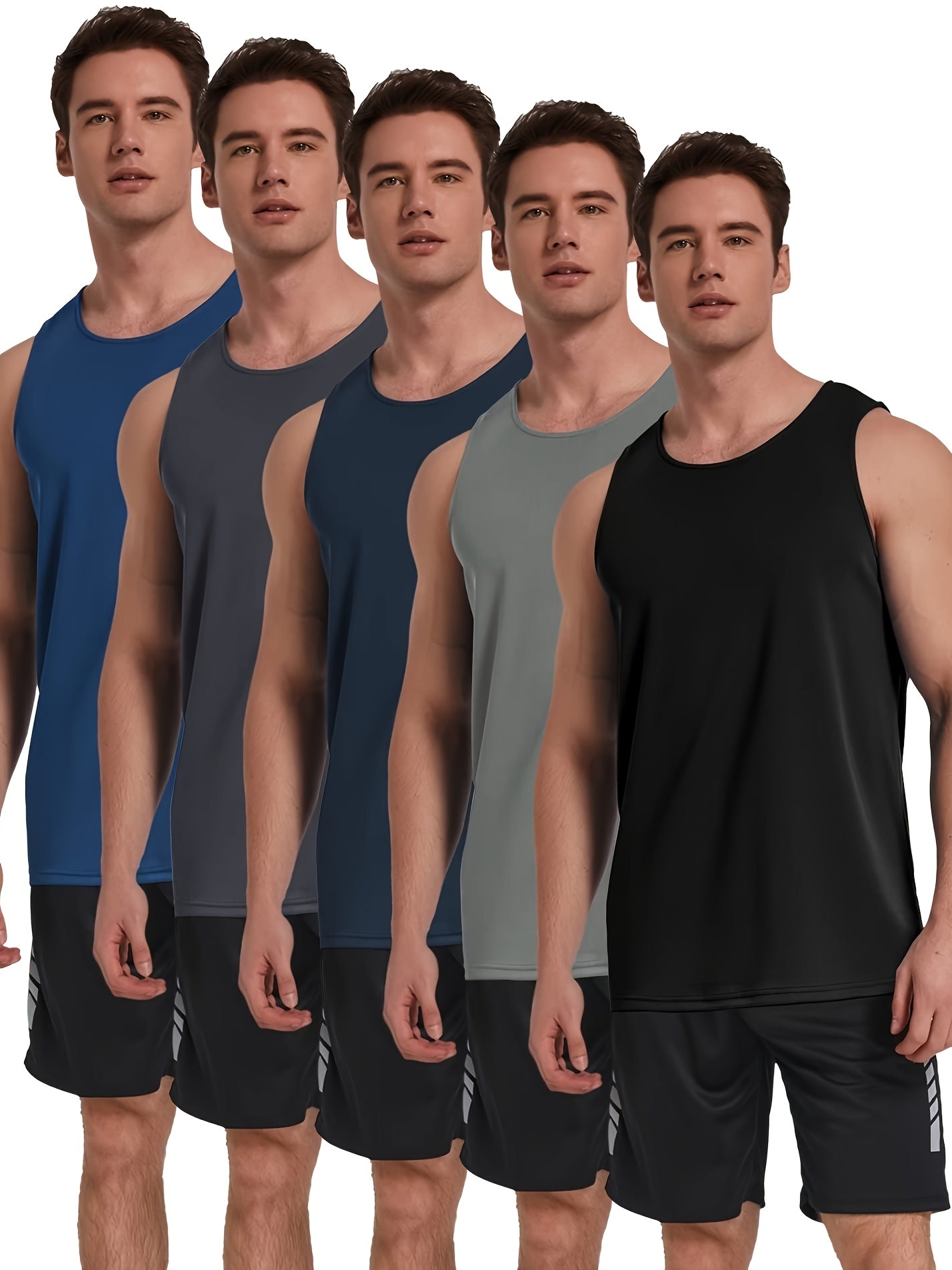 5pcs Men's Fitness Tank Top Sleeveless Mesh Muscle Fitness Shirt Quick Dry Fitness Tank Top Multi Color Fitness Training Wear, 2026, Valentine's Day, Gifts