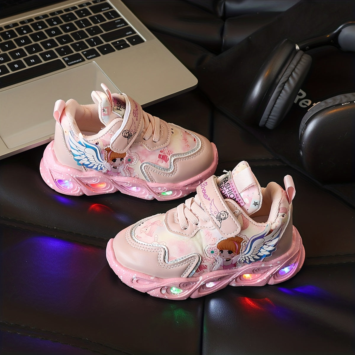 New Year Light Up Sneakers For Girls | LED Light Up Toddler Sneakers Girl | Glow In The Dark Cartoon Shoes, Perfect Kids Gift Idea