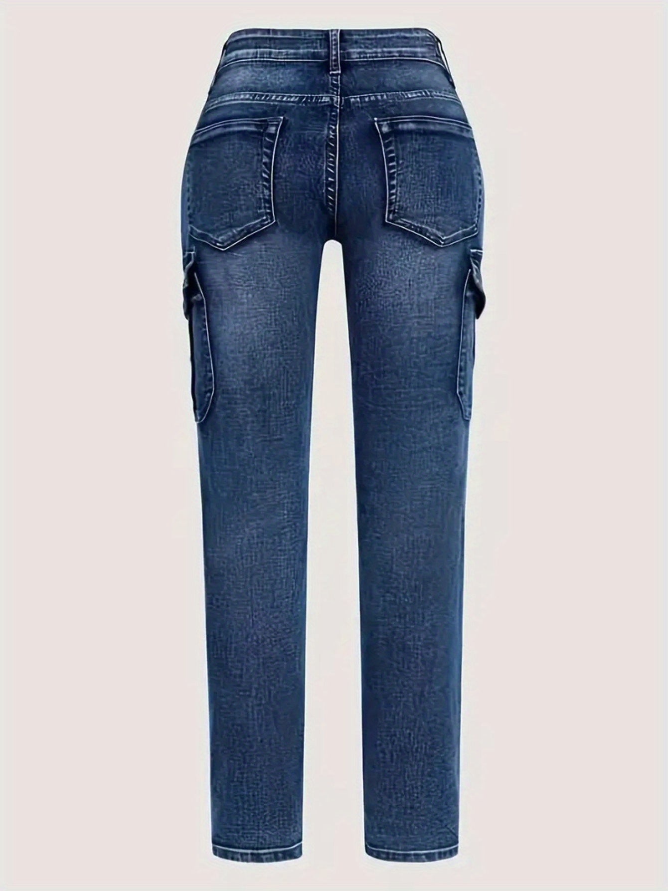 Plus Size Women'S Fashion Skinny Jeans -Comfortable Cargo Denim Pants with Side Pockets