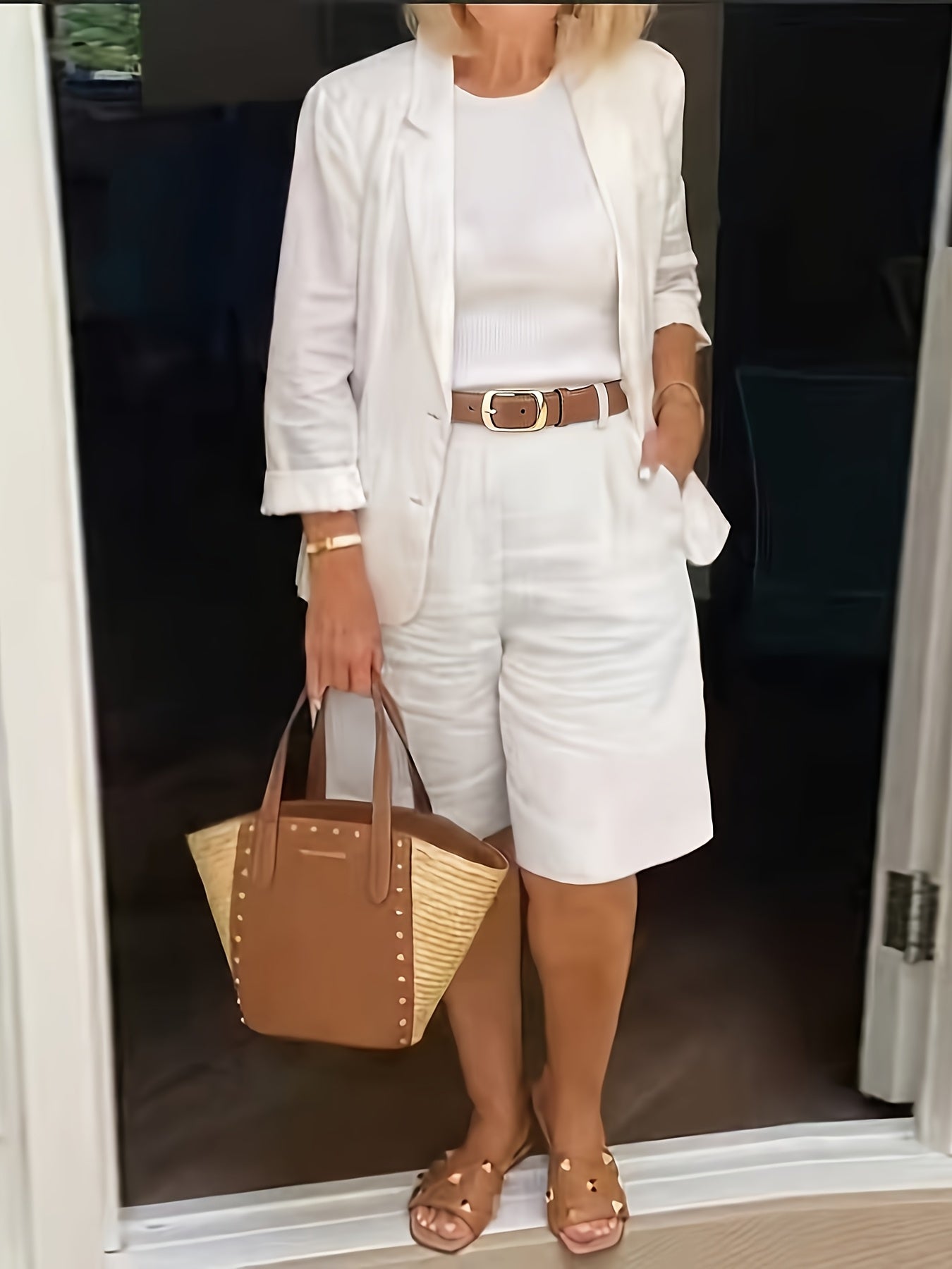 2026 Spring/Summer New Women'S - Cardigan Top And Shorts Set; Small Suit Two-Piece Set