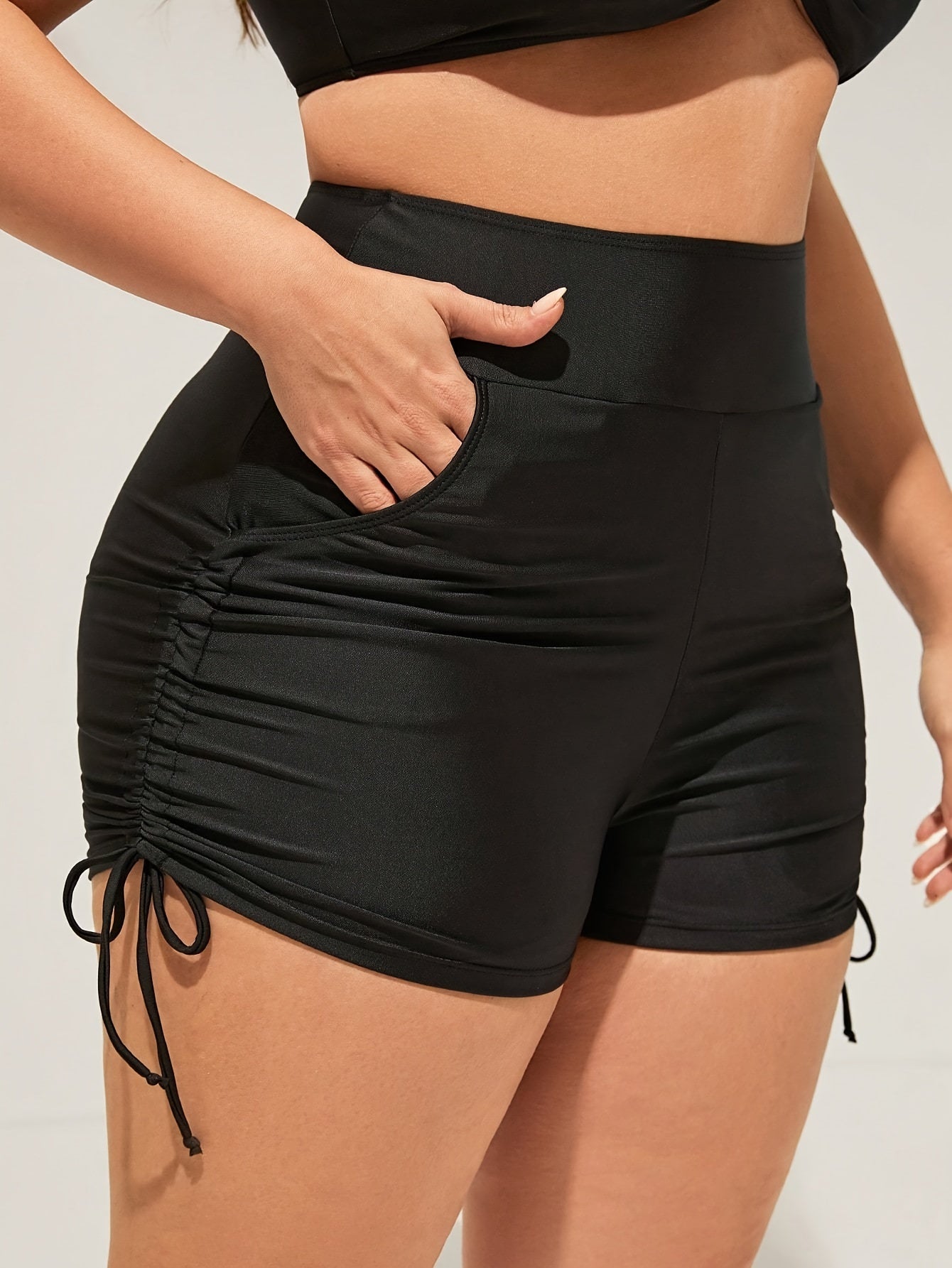 Women's Black Lace High-Waist Shorts - product view 2