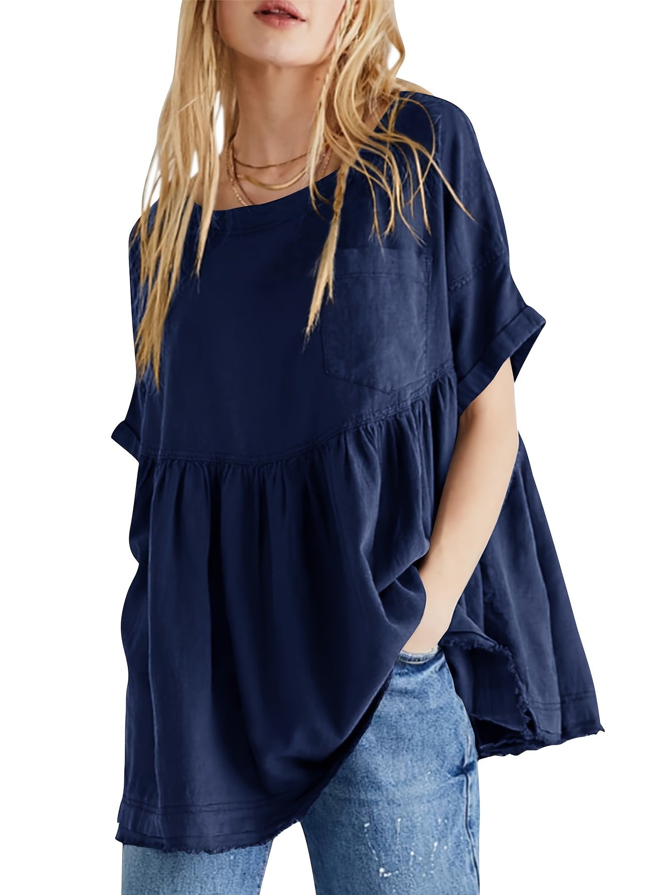 Women's Beige Oversized Short-Sleeve Shirt - product view 16