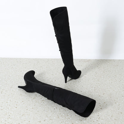 DREAM PAIRS Women's Black Thigh High Chunky Heel Platform Over The Knee Boots Size 9.5 M
