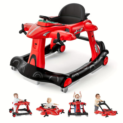 6-in-1 Baby Walker with Adjustable Speed Wheels, Foldable Walker for Babies 6-12 Months, Activity Walker Adjustable Height with Padded Seat, Toddler Push Walker for Boys And Girls 12-18 Months
