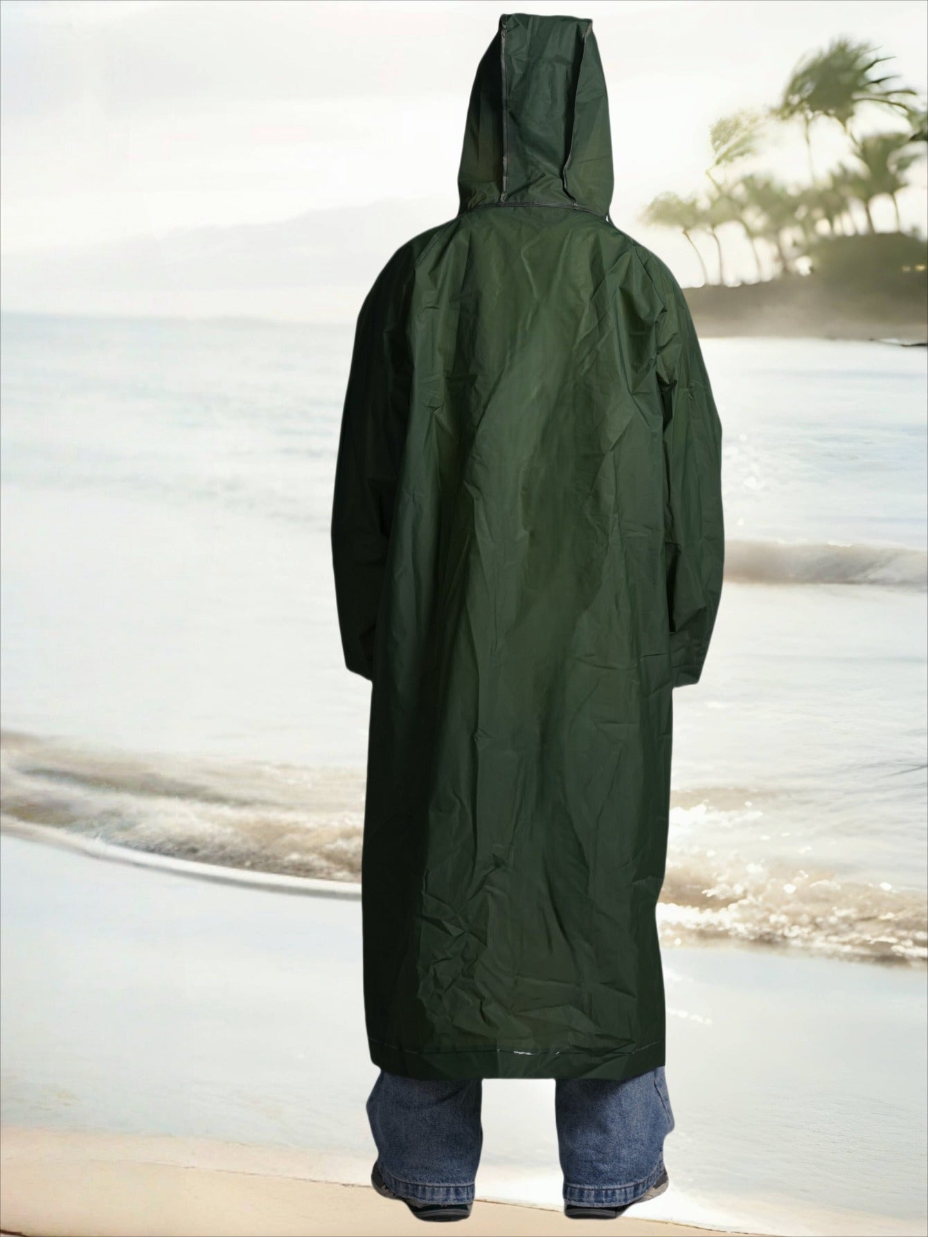 Waterproof Hooded Long Raincoat for Men & Women - Full-Zip Outdoor Rainwear with Adjustable Hood, Loose Fit, High Quality & Breathable Design, Full-Length Coverage for Cycling, Hiking, Fishing, Biking - Unisex Adult Windproof Jacket (Non-Stretch Fabric),