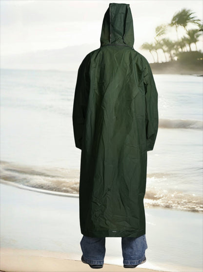 Waterproof Hooded Long Raincoat for Men & Women - Full-Zip Outdoor Rainwear with Adjustable Hood, Loose Fit, High Quality & Breathable Design, Full-Length Coverage for Cycling, Hiking, Fishing, Biking - Unisex Adult Windproof Jacket (Non-Stretch Fabric),