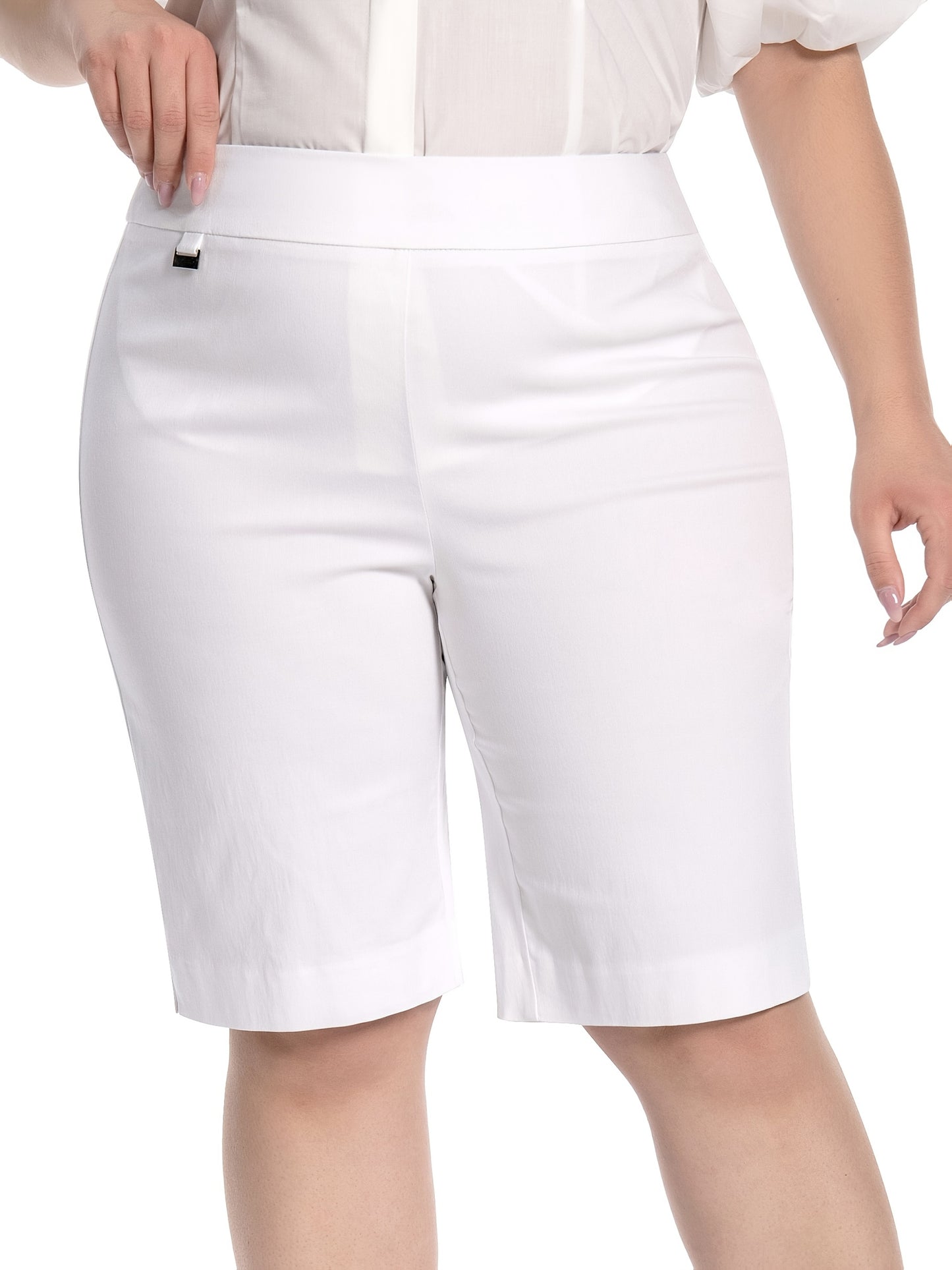 Women'S Petite SizePull-On Dress Shorts W/D-Ring, Work & Office Casual
