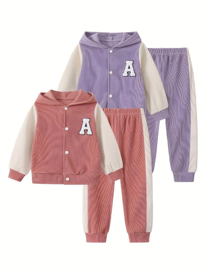 Girls' Autumn Winter Outfit Sets - 4-Set Random Print Hoodie Styles