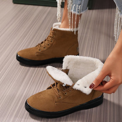HDOXSE Winter Plush Snow Boots for Women 2025 New Casual Thick Sole Shoes Sports Thickened Warm Shoes