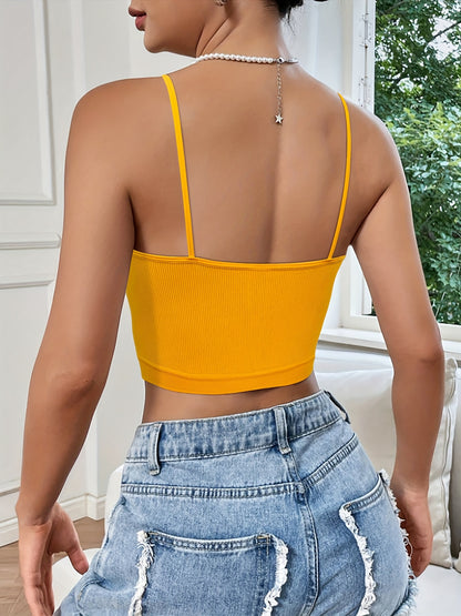 8pcs Multi-color Cute Side Stripe Sexy Strapless Ladies Casual Outerwear Camisole Tank Top & Solid Color Non-Steel Ring Breathable Comfortable Daily Bra