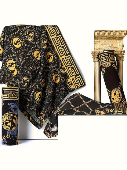 Random 5-Pack GDECC Men'S Ultra-Thin Breathable Boxer Briefs, Black And Golden Knight Chain Design, Soft Elastic Fiber, Suitable For Daily Wear And Special Occasions, Special Occasion Underwear| Knight Chain Pattern| Smooth Fabric Underwear