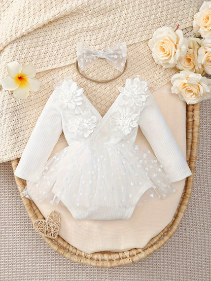 Baby Girls Outfit Set - 2-Piece Floral Long Sleeve