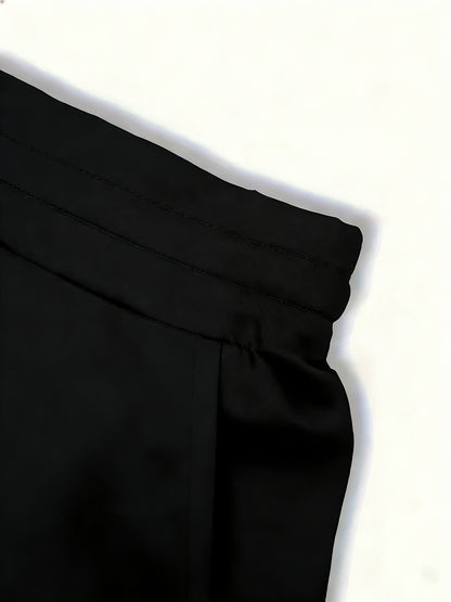 2pcs Solid-color Casual Pocket Women'S Shorts With Adjustable Drawstrings - Spring, Summer And Autumn Lightweight And Breathable Fabric, Machine Washable, Suitable For Home And Daily Wear, Seasonal Fashion, Soft Texture
