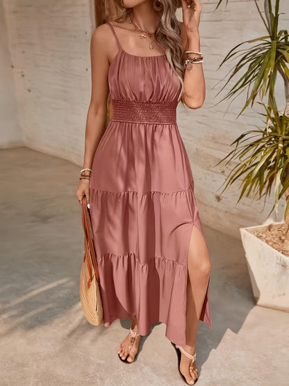 [Elegant Fitted Dress] The New Spring/Summer 2026 Halter Layered Waist-Cinching Solid Color Fitted Dress for Women's Wear Is Elegant In Style And Affordable In Price