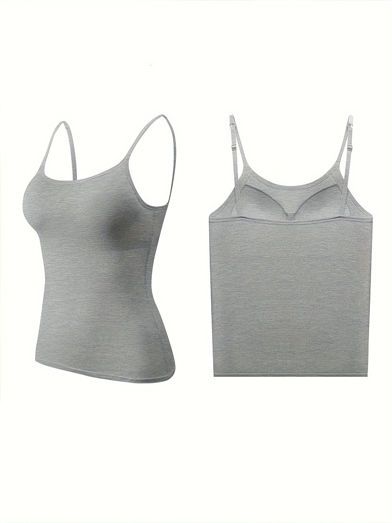 3pcs Pack Women'S Camisole Tank Tops with Built-In Bra, Seamless Design, Adjustable Straps, Layering Basics, Suitable for Spring, Autumn & Summer Outerwear Solid Colors, Layering And Outerwear