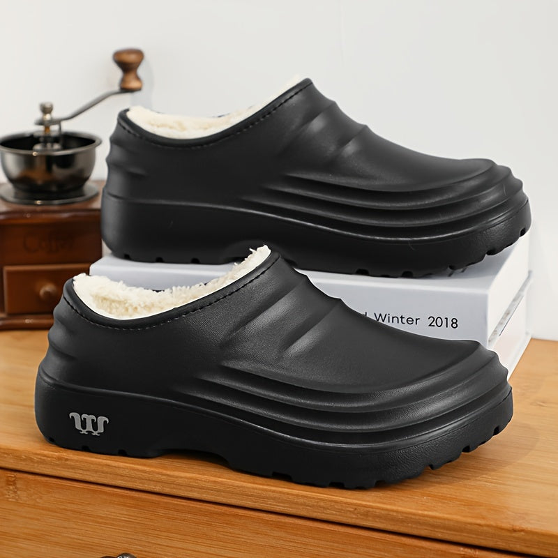Women's Winter Slip-Resistant Work Shoes with Thick Insulated EVA Sole - Anti-Odor, Warm & Suitable for Kitchen, Hospital, Restaurant Use - Heavy-Duty EVA Sneakers (Black), Women Shoes