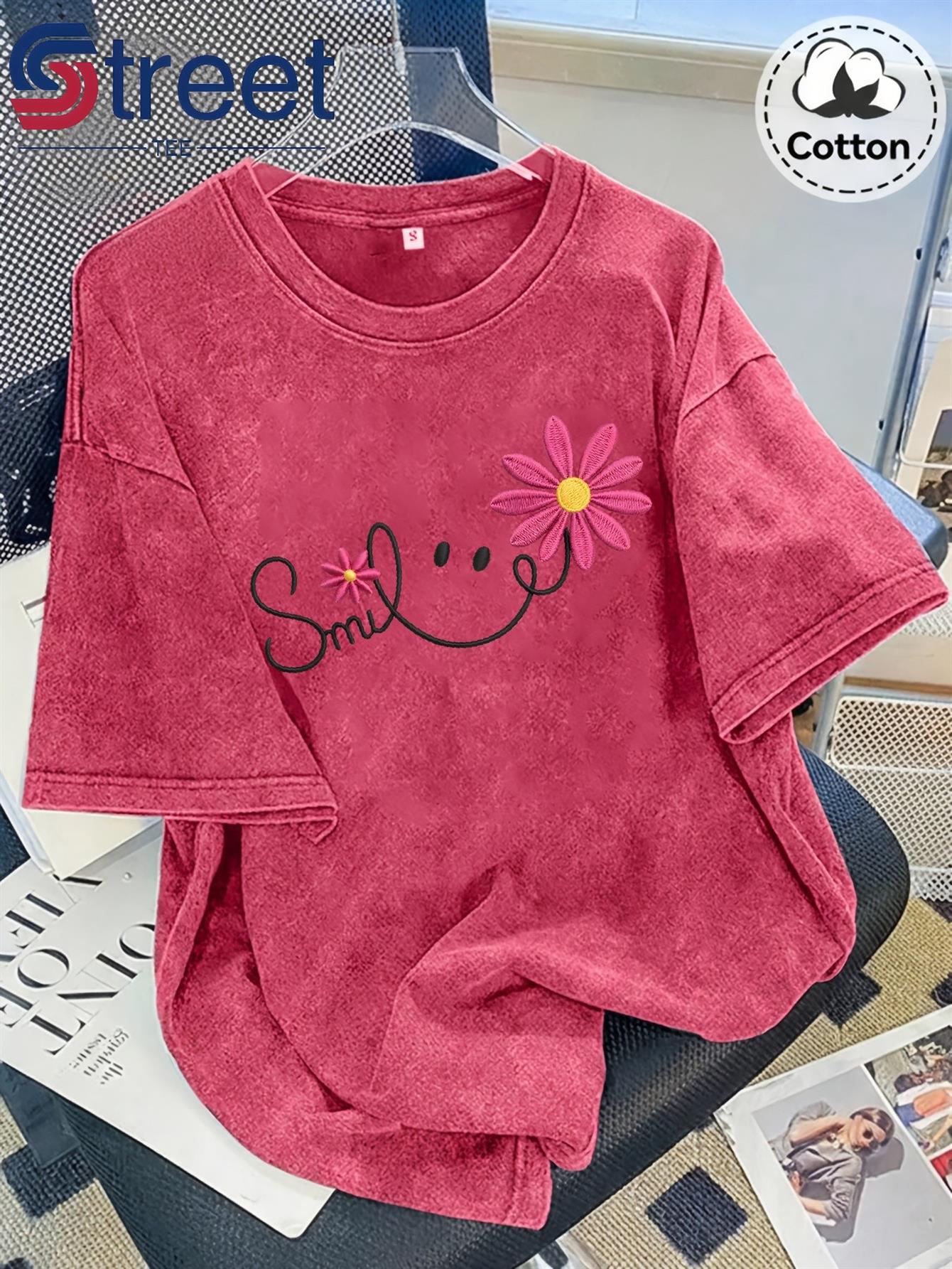 Women's Rose Red Printed Oversized Blouse - product view 3